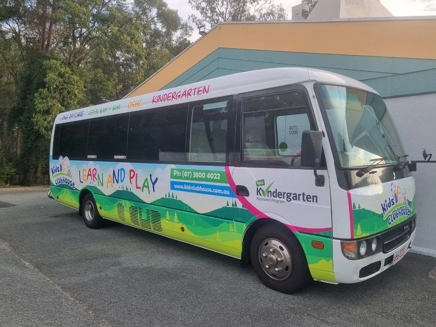 The Kids Clubhouse bus parked at the centre